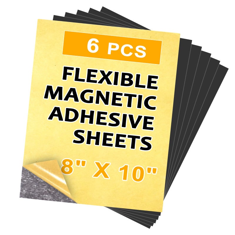Towjug Cuttable Magnetic Sheets 6 Pack, Each 8" x 10", Stick Magnetic Paper with Adhesive Backing for Crafts, Paper Magnets and Stickers - Image 1