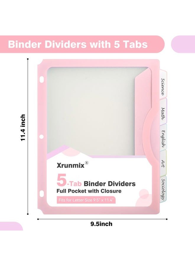 XRUNMIX 15 Counts Dividers with One Full Pocket, 5-Tab Binder Dividers for 3 Ring Binder, Recipe Binder Dividers for US Letter Size 8.5 x 11', Index Dividers for Back to School, Pastel Color (3) - Image 2