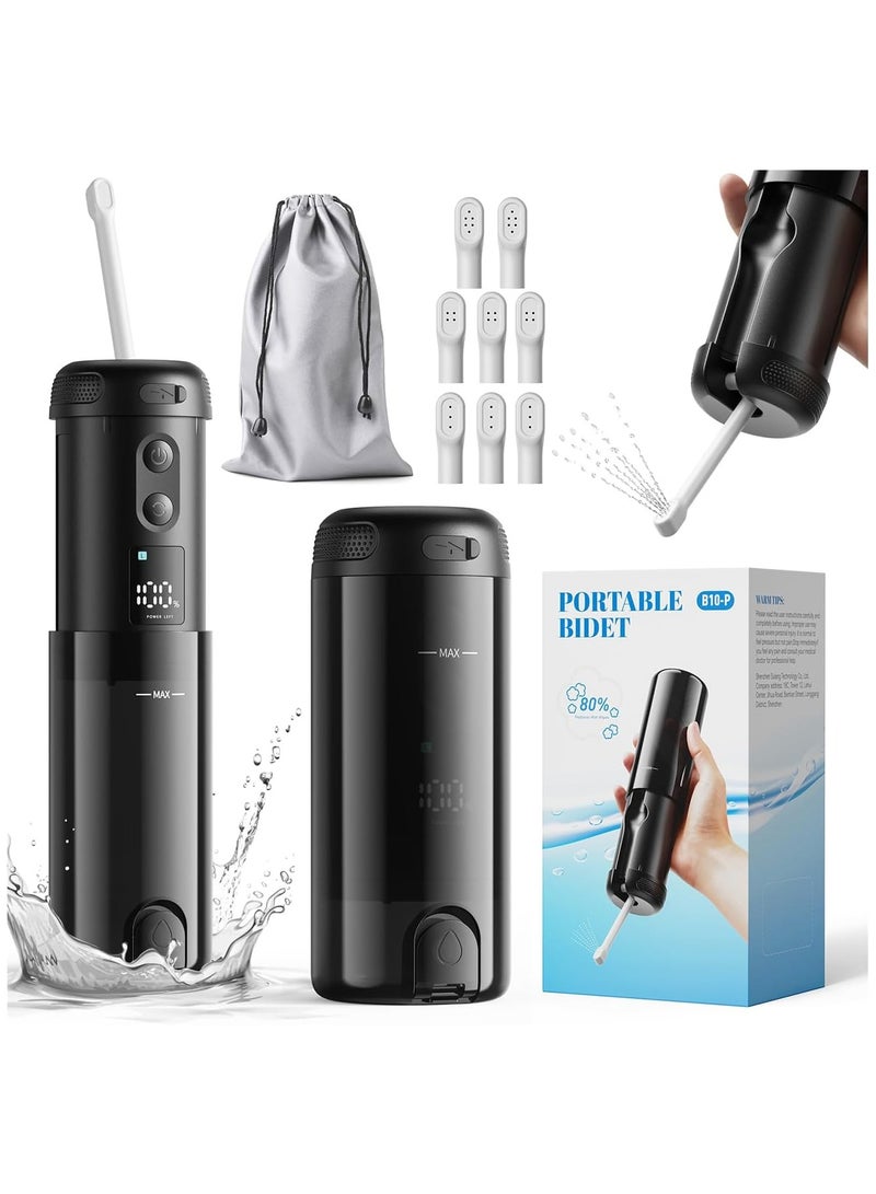 BlueFire Premium Electric Portable Bidet B10-P with LED Display, 250ML Water Tank, 2000mAh Rechargeable Battery, 5 Spray Levels, Long Nozzle, 8 Nozzle Heads, Type-C Charging, IP67 Waterproof & Travel Storage Bag – Compact Hygienic Shattaf for Home, Office & Travel - Image 1