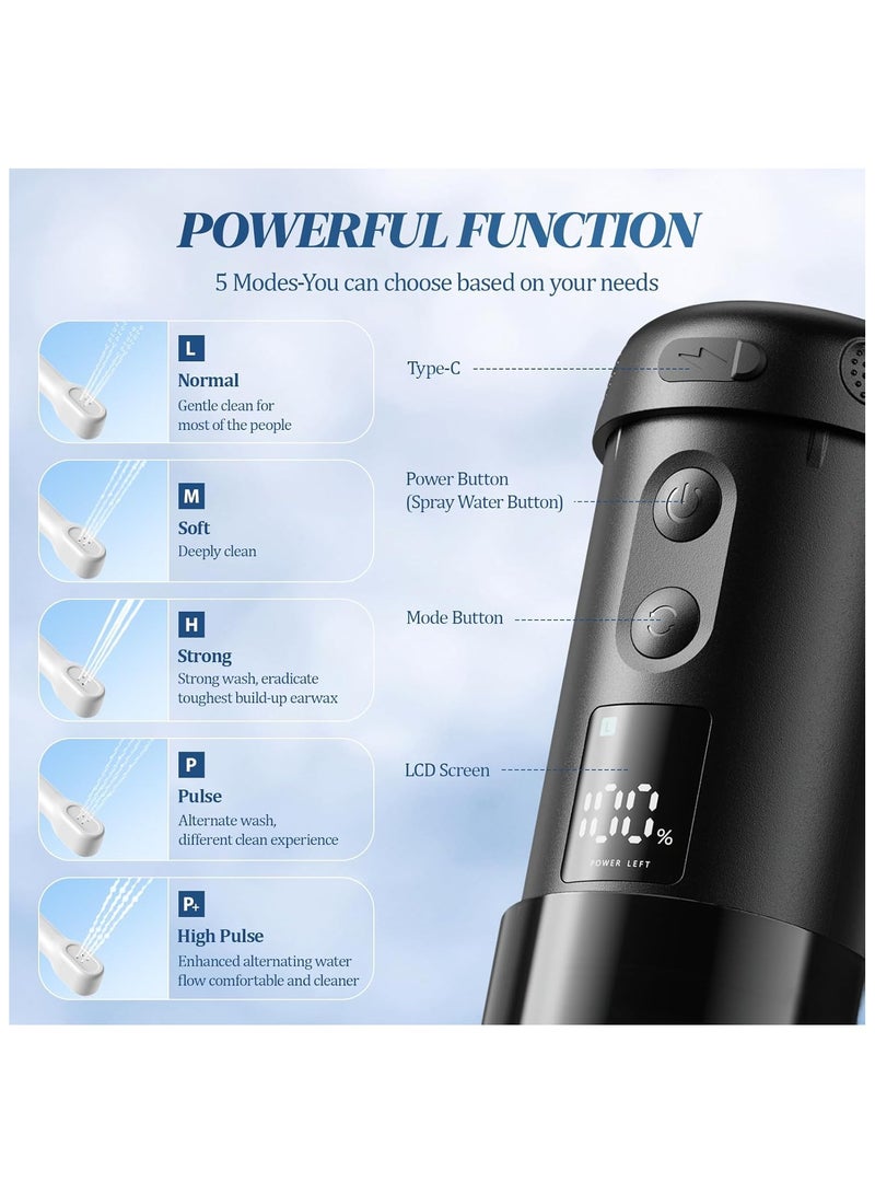 BlueFire Premium Electric Portable Bidet B10-P with LED Display, 250ML Water Tank, 2000mAh Rechargeable Battery, 5 Spray Levels, Long Nozzle, 8 Nozzle Heads, Type-C Charging, IP67 Waterproof & Travel Storage Bag – Compact Hygienic Shattaf for Home, Office & Travel - Image 3