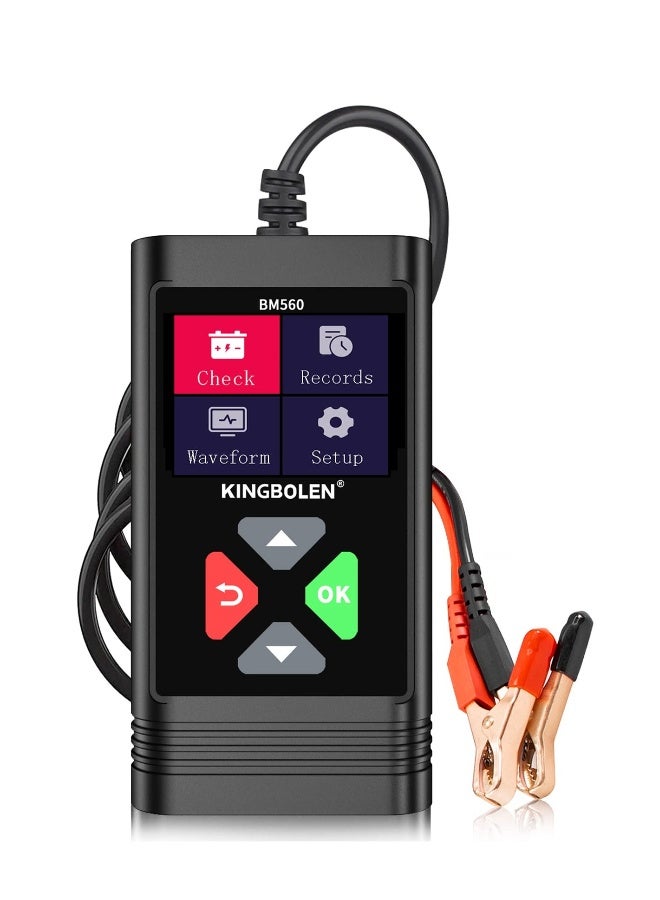 جهاز اختبار بطارية السيارة، جهاز اختبار حمل 6V 12V، BM560 100-2000 CCA، جهاز اختبار بطارية أوتوماتيكي لتحليل البطارية الرقمية للشحن للسيارة والشاحنة والقوارب والدراجات النارية وسيارات الدفع الرباعي. - Image 1