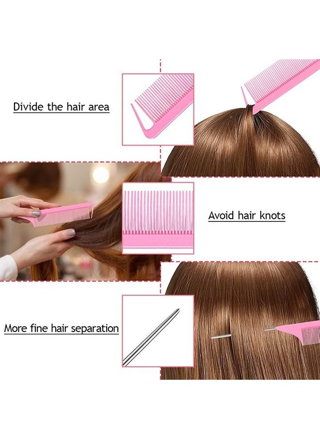 TsMADDTs Hair Tail Tools, TsMADDTs 3Pack Hair Loop Tool Set with 2Pcs French Braid Tool Loop 1Pcs Rat Tail Comb Metal Pin Tail Braiding Comb for Hair Styling, Pink  - Image 4