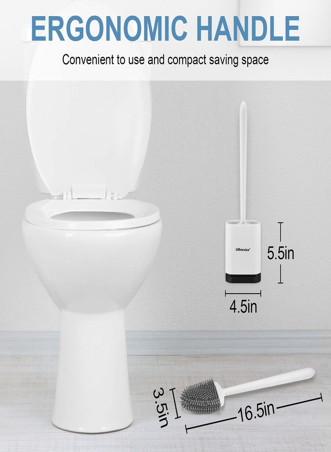 UBeesize Toilet Brush with Flexible Brush Head and Silicone Bristles, Quick Drying Holder Set for Bathroom, Compact Size, white. 15" X 4.5" - Image 5
