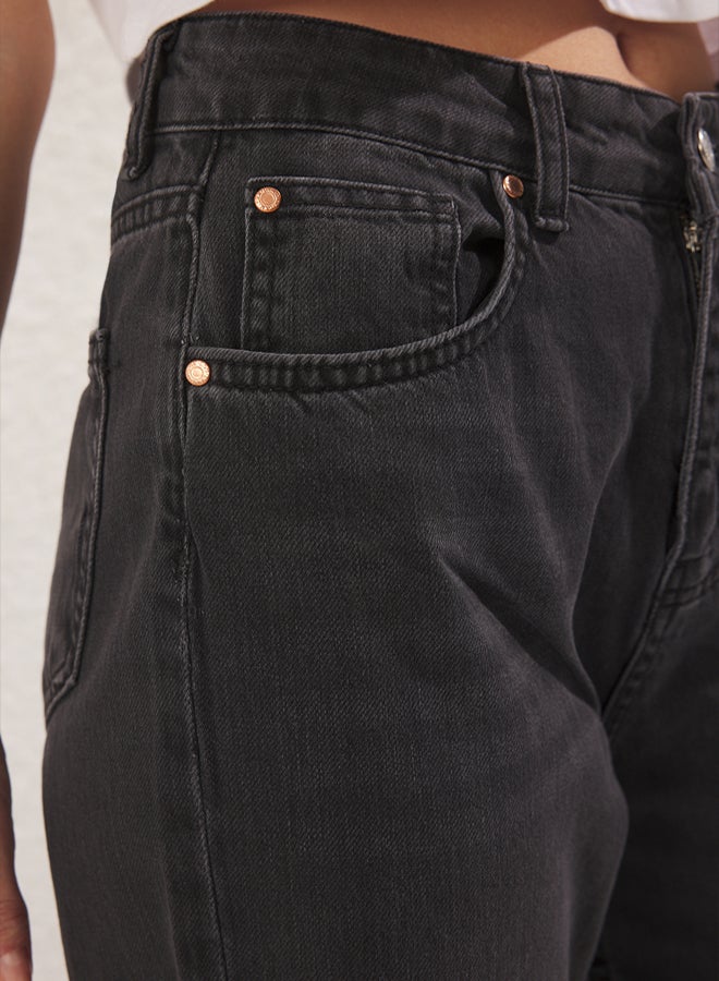 trendyol Black High Waist Wide Leg Jeans with Slit Legs - Image 4