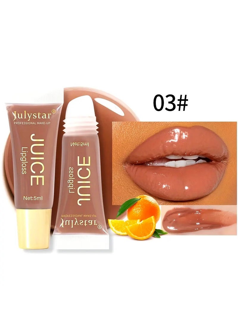 Julystar Natural Fruit Flavor Lip Oil & Gloss Set - Long-Lasting Moisturizing, Mirror Shine, Pouty Lips Effect - Vegan, Paraben-Free, Perfect for Daily Hydration & Gifts[03] - Image 1