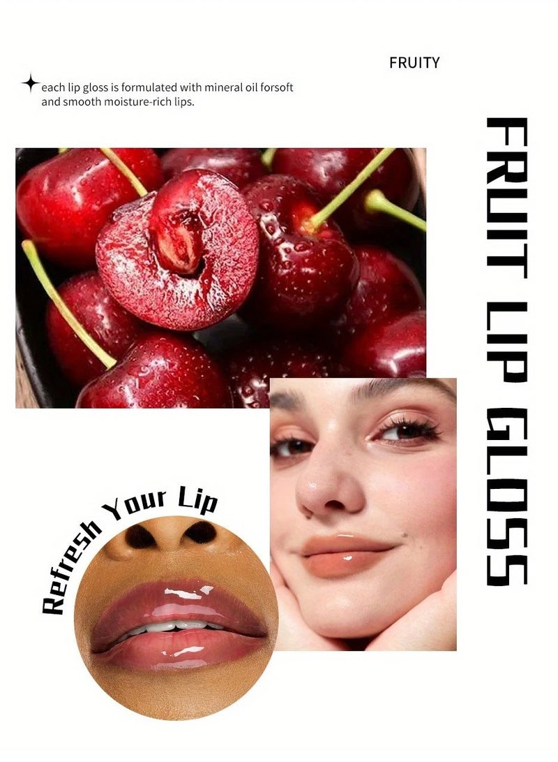 Julystar Natural Fruit Flavor Lip Oil & Gloss Set - Long-Lasting Moisturizing, Mirror Shine, Pouty Lips Effect - Vegan, Paraben-Free, Perfect for Daily Hydration & Gifts[03] - Image 2
