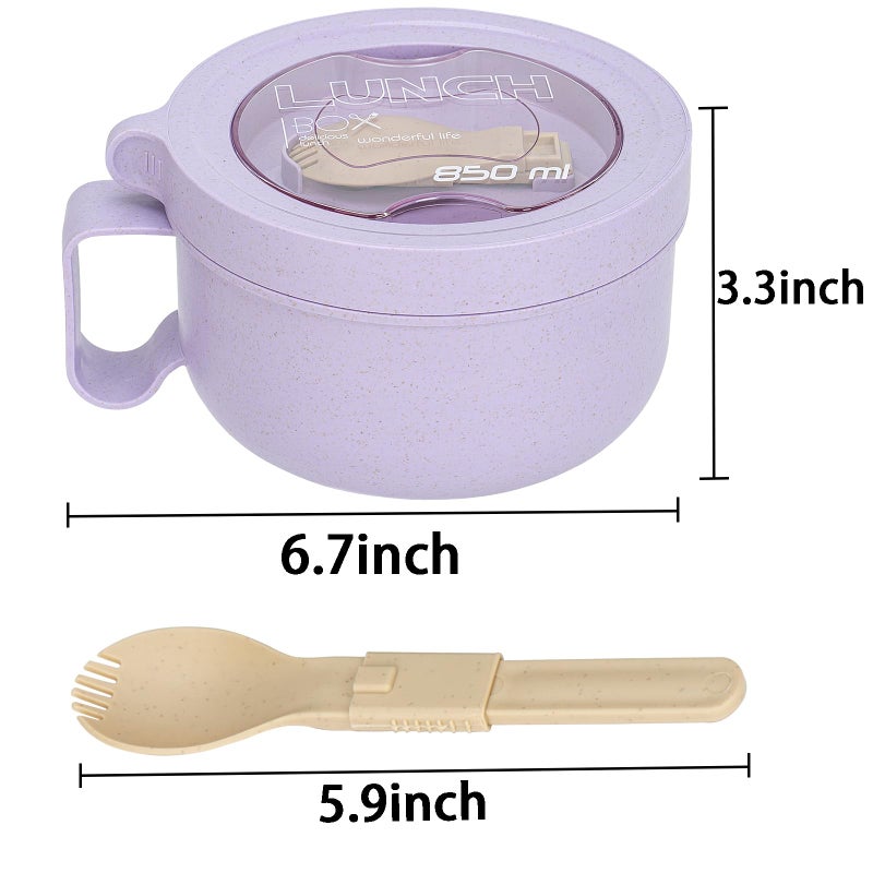 Ronanemon Unbreakable Microwave Soup Mugs with Lids and Handles,Microwave Ramen Bowl with Lid for Soup and Instant Noodles,Oatmeal, Gumbo, Salad,BPA Free (Lavender Purple) - Image 3