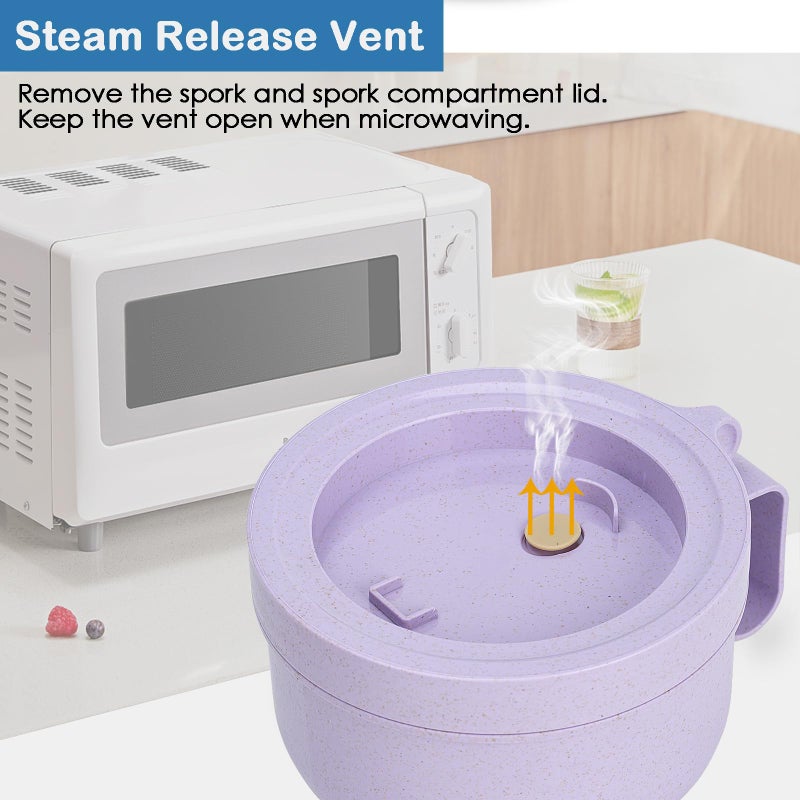 Ronanemon Unbreakable Microwave Soup Mugs with Lids and Handles,Microwave Ramen Bowl with Lid for Soup and Instant Noodles,Oatmeal, Gumbo, Salad,BPA Free (Lavender Purple) - Image 5