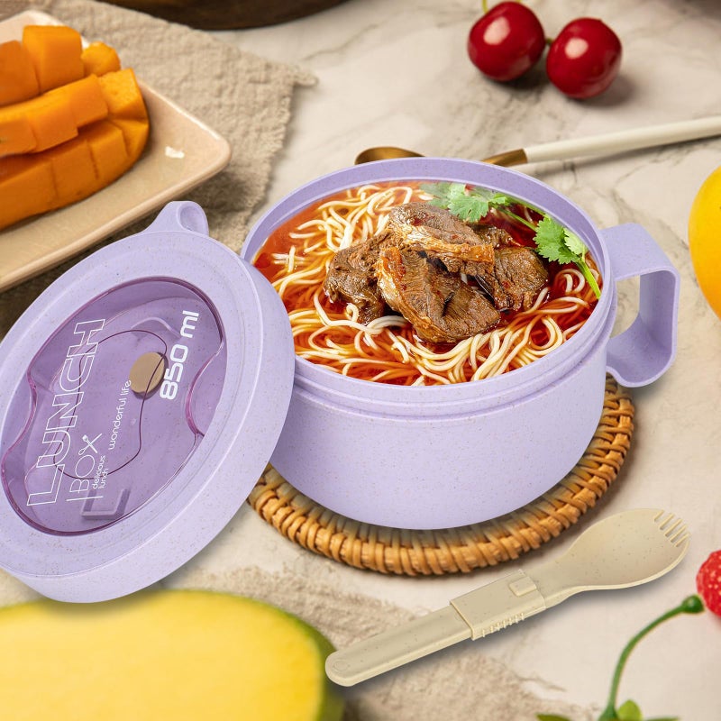 Ronanemon Unbreakable Microwave Soup Mugs with Lids and Handles,Microwave Ramen Bowl with Lid for Soup and Instant Noodles,Oatmeal, Gumbo, Salad,BPA Free (Lavender Purple) - Image 2