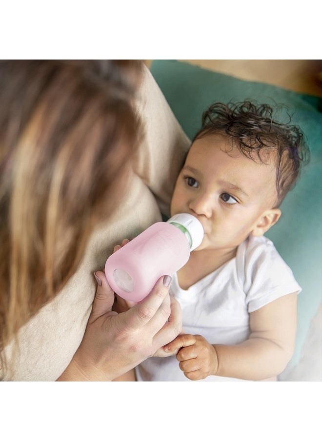Dr. Brown's - Dr. Brown's Natural Flow Options+ Glass Baby Bottle Sleeves,100% Silicone,4 oz,Narrow,Pink - Image 1