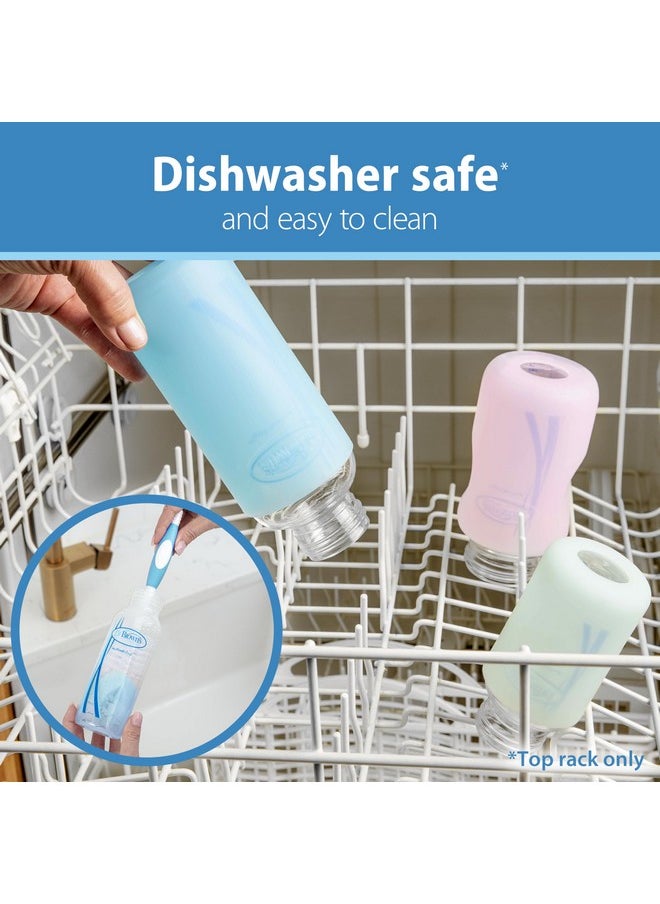 Dr. Brown's - Dr. Brown's Natural Flow Options+ Glass Baby Bottle Sleeves,100% Silicone,4 oz,Narrow,Pink - Image 1