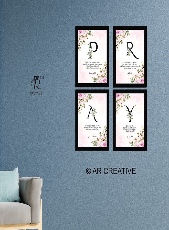 AR Creative Synthetic Pray - Bible Verse Wall Art, Bible Quotes Print With Frame, Home, Office Decor, Bible Quotes Poster (13.6 Inch X 10.2 Inch), Set Of 4 - Image 2