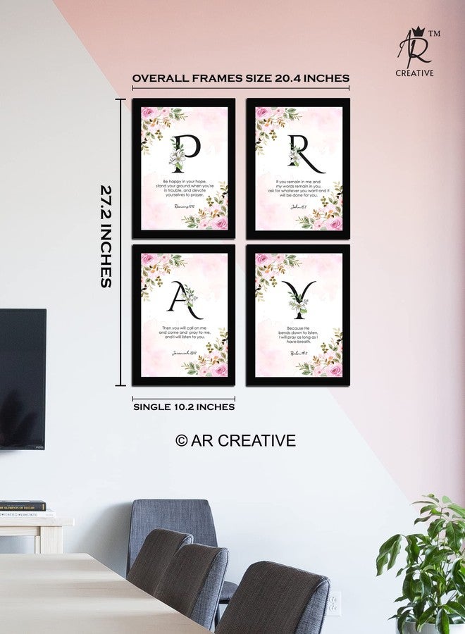 AR Creative Synthetic Pray - Bible Verse Wall Art, Bible Quotes Print With Frame, Home, Office Decor, Bible Quotes Poster (13.6 Inch X 10.2 Inch), Set Of 4 - Image 4