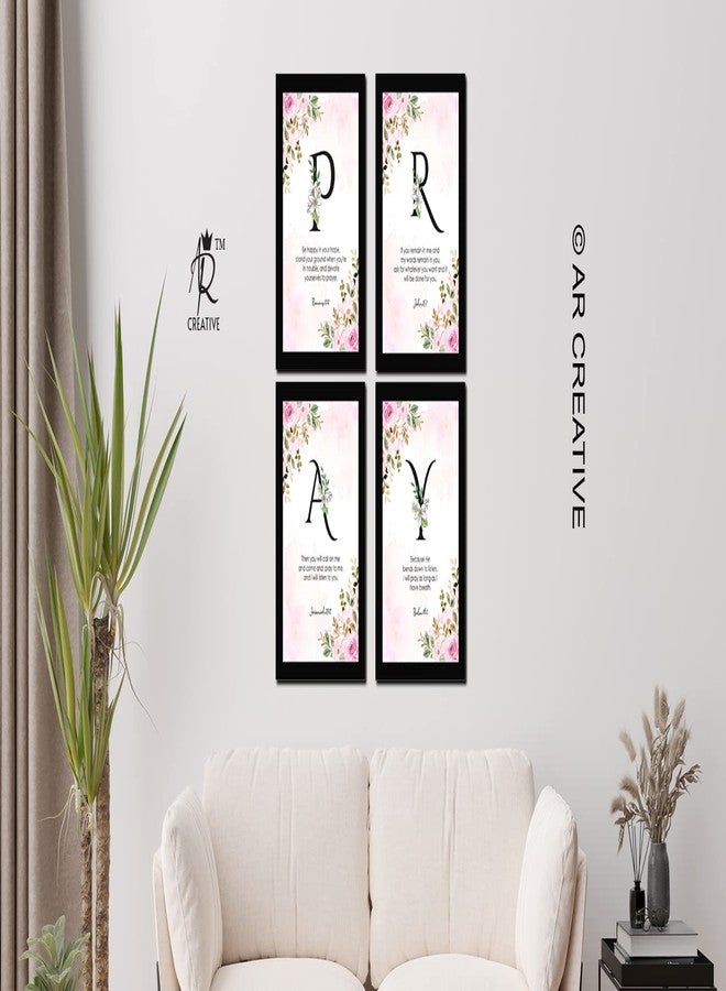 AR Creative Synthetic Pray - Bible Verse Wall Art, Bible Quotes Print With Frame, Home, Office Decor, Bible Quotes Poster (13.6 Inch X 10.2 Inch), Set Of 4 - Image 3