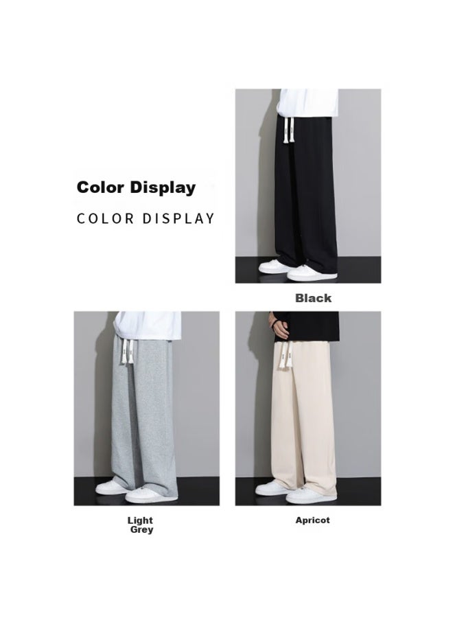 Dingfengbaoluo Men's Retro Casual Pants Spring Summer Loose Straight Wide Leg Comfortable Trousers Dfk11 Apricot M - Image 2