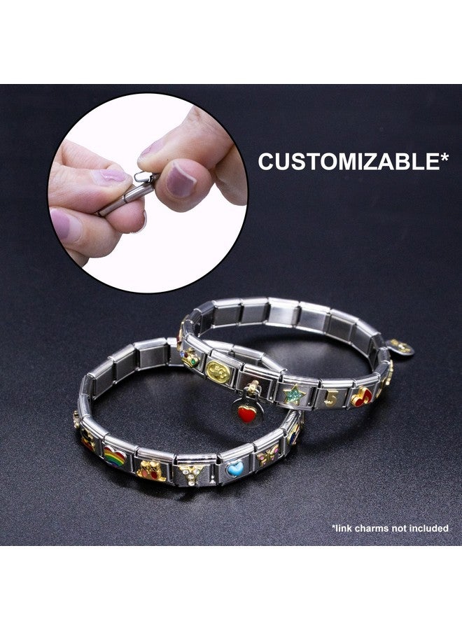 Fablinks Italian Charm Bracelet, 9Mm 304 Stainless Steel Charms Link Starter Bracelets For Women, Silver Modular Nomination Jewelry For Men With Tool And 3 Extra Links - Image 5