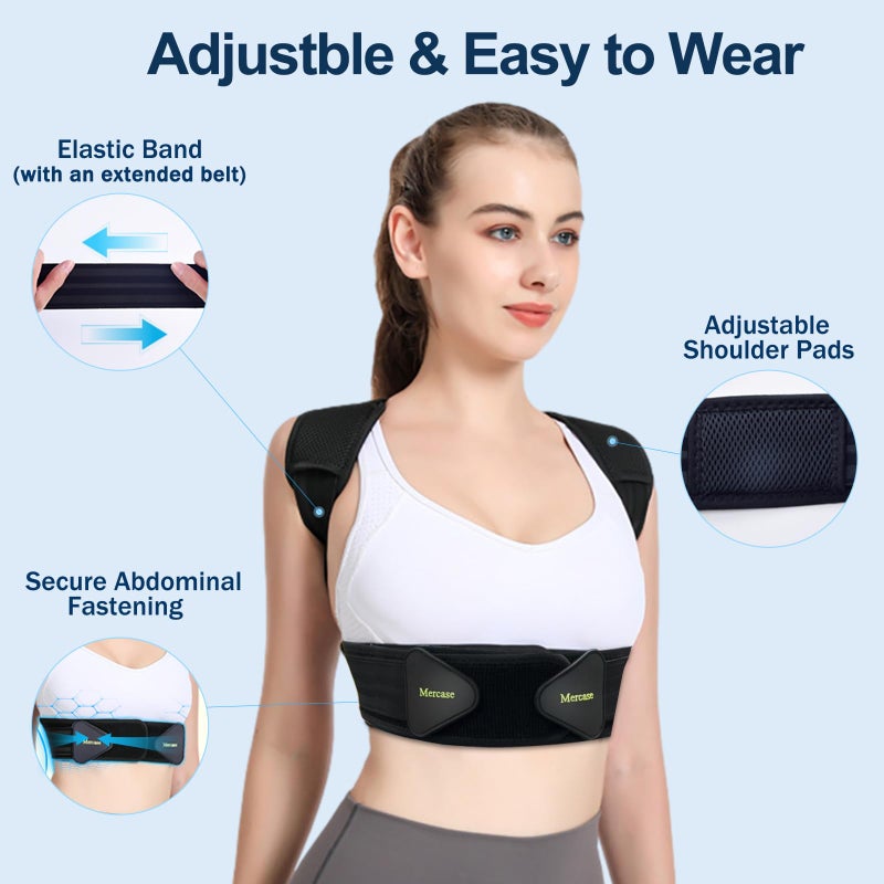 Mercase Professional Posture Corrector for Women and Men - Back Brace to Stop Slouching, Adjustable Full Back Support, Improve Spine Alignment & Stand Taller, Large(32-39 in) - Image 3