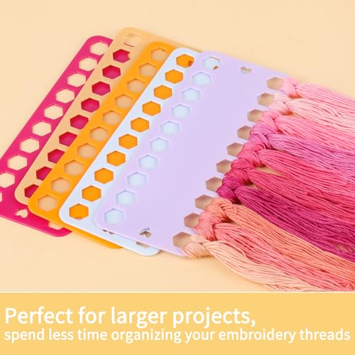 LOKUNN Embroidery Floss Organizer, 5 Color Plastic Floss Bobbin, Cross Stitch Thread Organizer and Storage, Floss Cards with 20 Holes and Label, Craft Diy Embroidery - Image 4