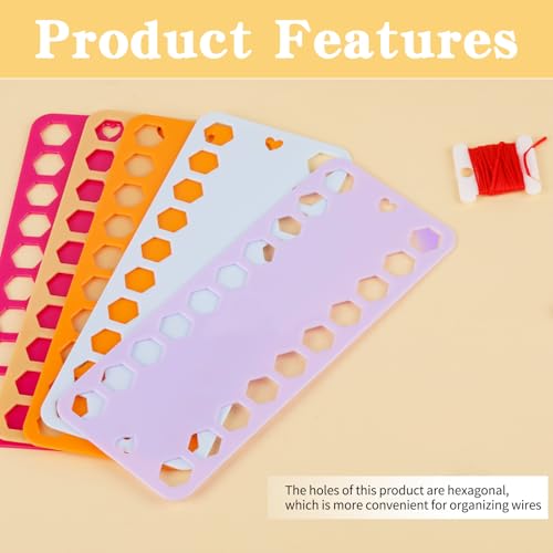 LOKUNN Embroidery Floss Organizer, 5 Color Plastic Floss Bobbin, Cross Stitch Thread Organizer and Storage, Floss Cards with 20 Holes and Label, Craft Diy Embroidery - Image 3