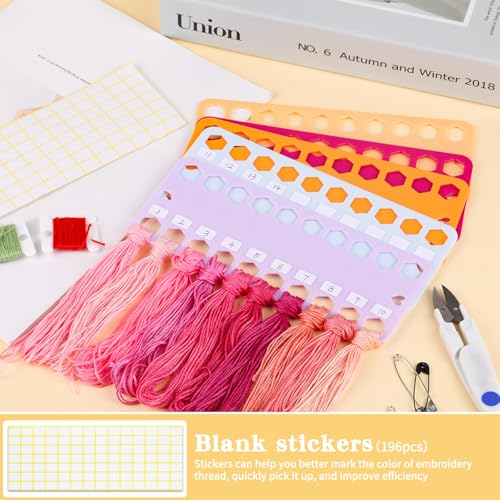 LOKUNN Embroidery Floss Organizer, 5 Color Plastic Floss Bobbin, Cross Stitch Thread Organizer and Storage, Floss Cards with 20 Holes and Label, Craft Diy Embroidery - Image 5