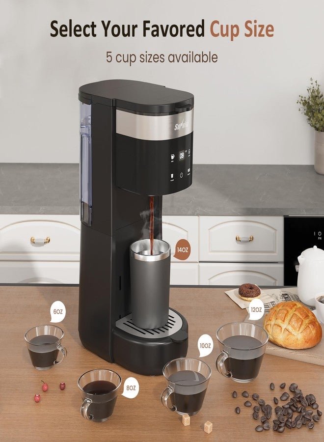 SUNVIVI Single Serve Iced Coffee Maker, 3 Brewing Modes for K-Cup Pod/Ground Coffee, 30oz Removable Water Reservoir & Reusable Filter, Compact for Home & Office, Black - Image 4