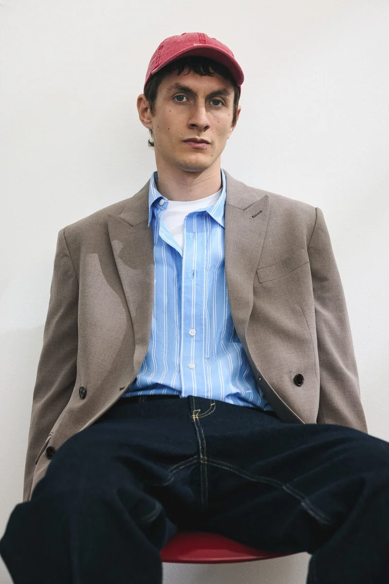 اتش اند ام جاكيت بصف أزرار مزدوج بقصة مريحة