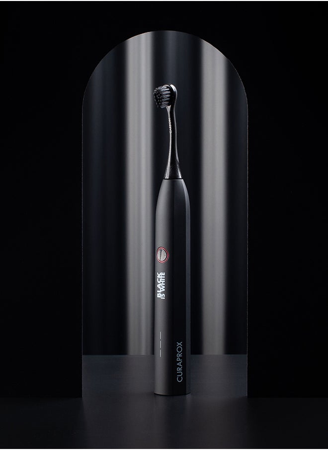 Curaprox Black is White Hydrosonic Sonic Toothbrush - Curaprox Electric Toothbrush for Adults with 3 Cleaning Levels.