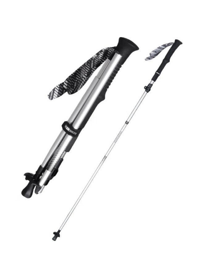 PELLIOT Hiker Carbon Fiber Folding Trekking Pole, Outdoor Carbon Walking Stick, Hiking Cane, Elderly Walking Stick, 16403643 Silver - Image 2