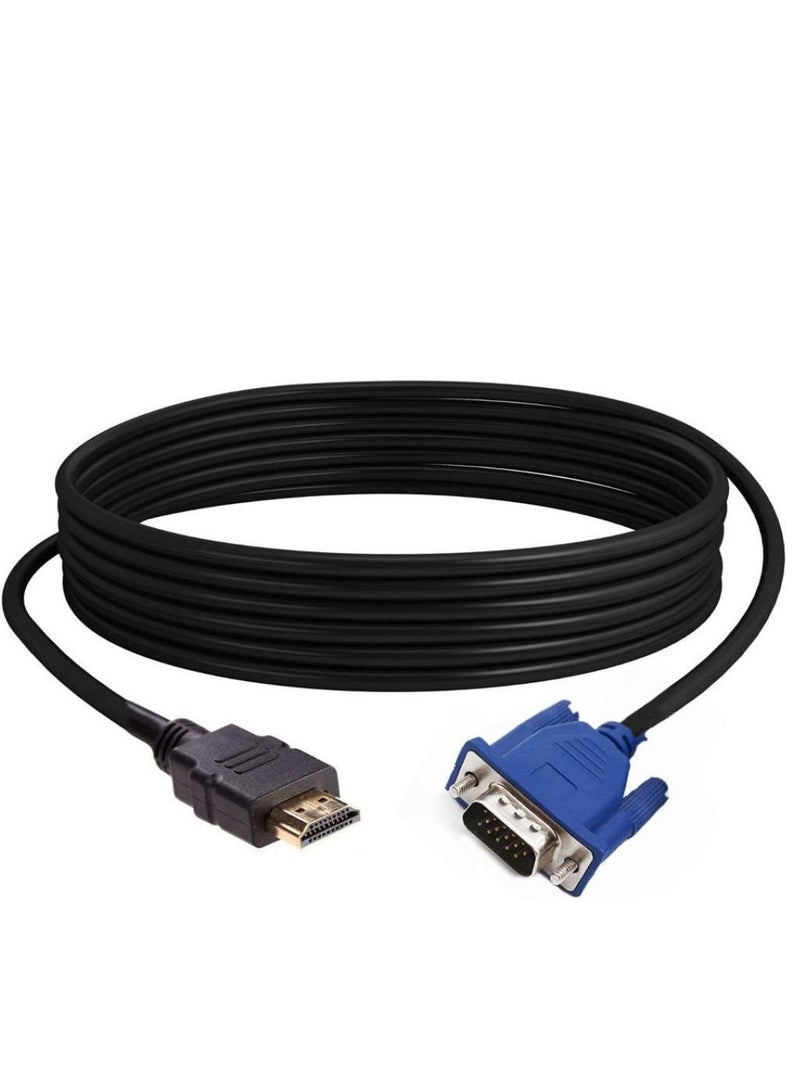 إن تك NTECH كابل HDMI بطول 1.8 متر من HDMI إلى VGA 1080P HD مع محول صوت أسود - Image 1