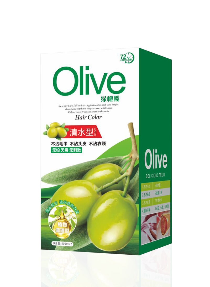 Olive Oil Hair Color Cream Chemical free Original Gray Coverage Hair Dye, Natural Black 500*2ml