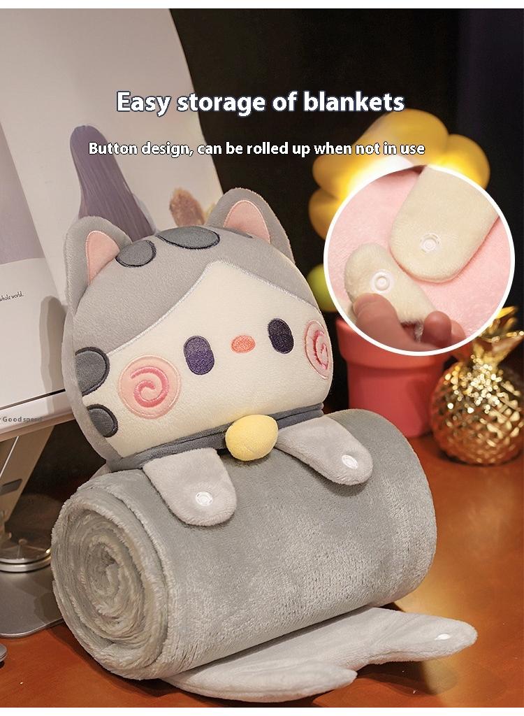 Bluejw Cartoon Polyester Blanket With Cat Doll Air Conditioning Blanket Office Nap Blanket 80x100cm  - Image 3