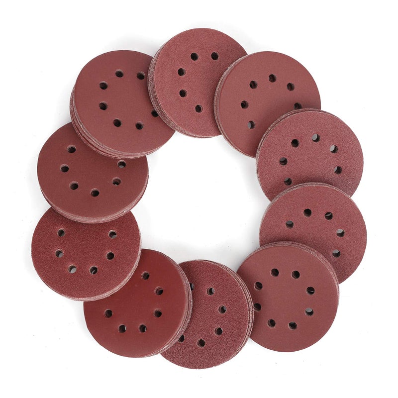 WORKPRO 150-piece Sanding Discs Set - 5-Inch 8-Hole Sandpaper 10 Grades Include 60, 80, 100, 120, 150,180, 240, 320, 400, 600 Grits for Random Orbital Sander(Not for Oscillating Tools or Mouse Sander) - Image 1