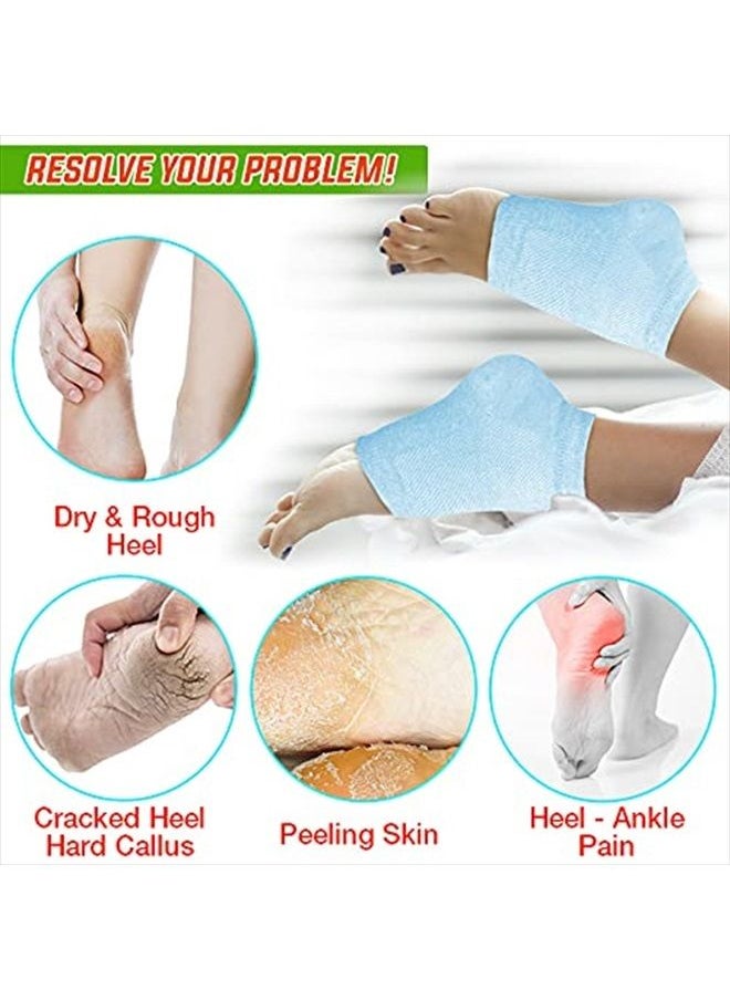Nado Care Nado Care 4 Pairs Heels Moisturizing Socks for Dry Cracked Heels Repair - Moisturizing Gel Heel Sleeves Open Toe Comfy Socks Day Night - Pink, Blue, Grey and Black  - Image 2