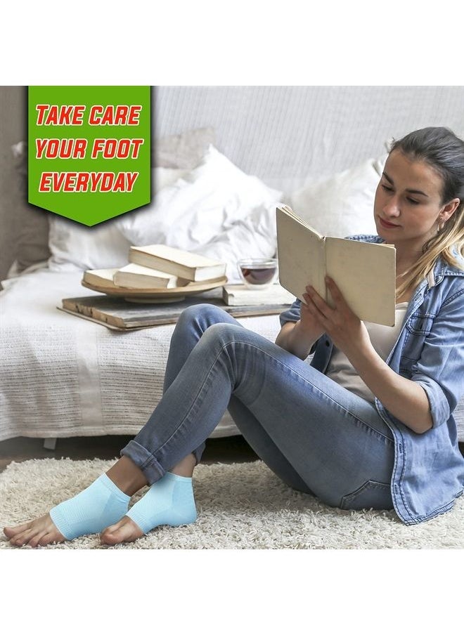 Nado Care Nado Care 4 Pairs Heels Moisturizing Socks for Dry Cracked Heels Repair - Moisturizing Gel Heel Sleeves Open Toe Comfy Socks Day Night - Pink, Blue, Grey and Black  - Image 1