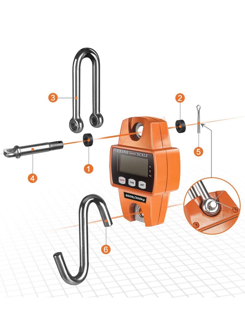 SUNRISE - Digital Hanging Scale  300KG Heavy Duty Waterproof Fish Scale  Portable Crane Scale For Luggage Weight Suitcase Industrial Electronic Heavy Duty - Image 1