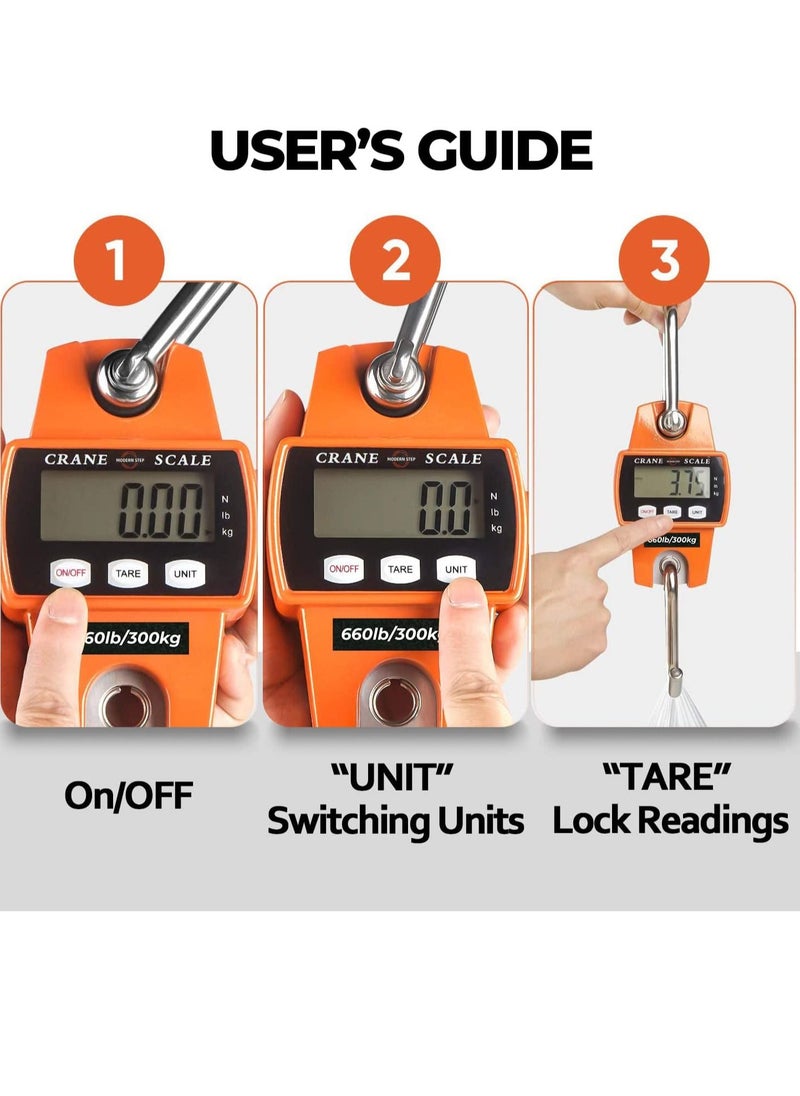 SUNRISE - Digital Hanging Scale  300KG Heavy Duty Waterproof Fish Scale  Portable Crane Scale For Luggage Weight Suitcase Industrial Electronic Heavy Duty - Image 1