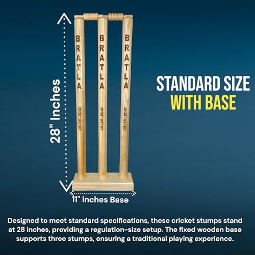 Bratla CBB Cricket Wicket Stumps Multi-Surface Placement with Wood Base - Image 4