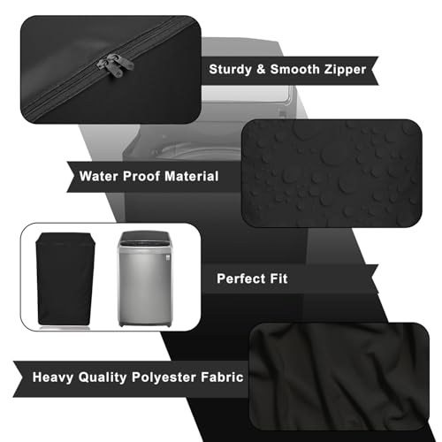 Star Weaves Top Load Washing Machine Cover for LG 10 KG Fully-Automatic Top Loading T10SJSS1Z, Black - Image 2