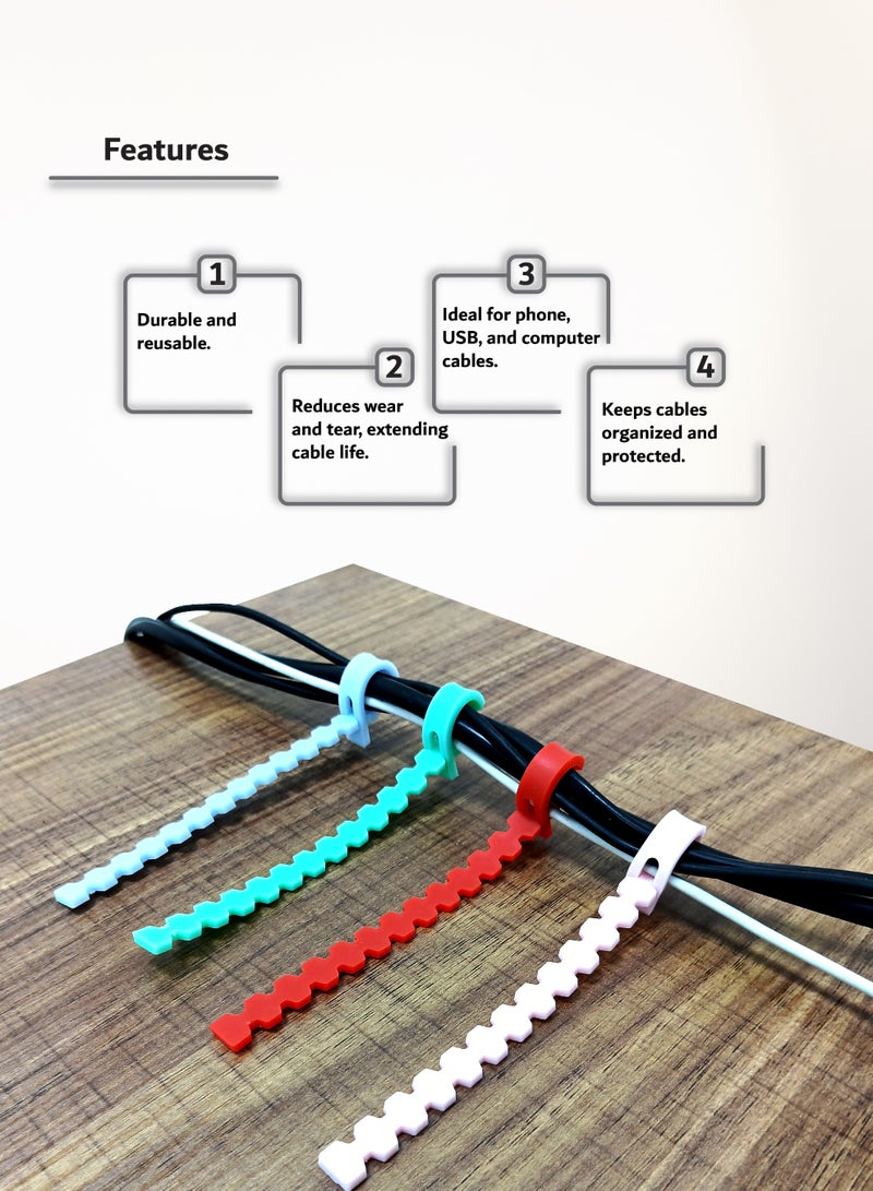 هاي-تيك حامل ومنظم الكابلات، حل إدارة الكابلات للمنزل والمكتب، حامل أسلاك متين وقابل لإعادة الاستخدام - Image 3