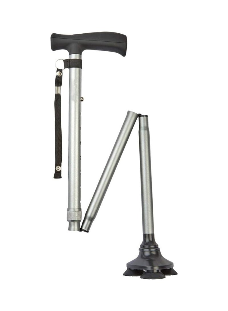 Yuwell Canes Foldable And Retractable Walking Stick For Men And Women Walking Stick Human Bionics Wear Resistant Non-Slip Pad Elderly Crutch Body Mechanics, Bionics Design Principles Cane Ultimate Magic Cane With LED Light Aluminum Alloy Regimen Security Balance Convenient 5 Major Functions Three-Point Support, Four Fold, Five Telescopic Rotating Bending The Handle Lighting Silver - Image 4