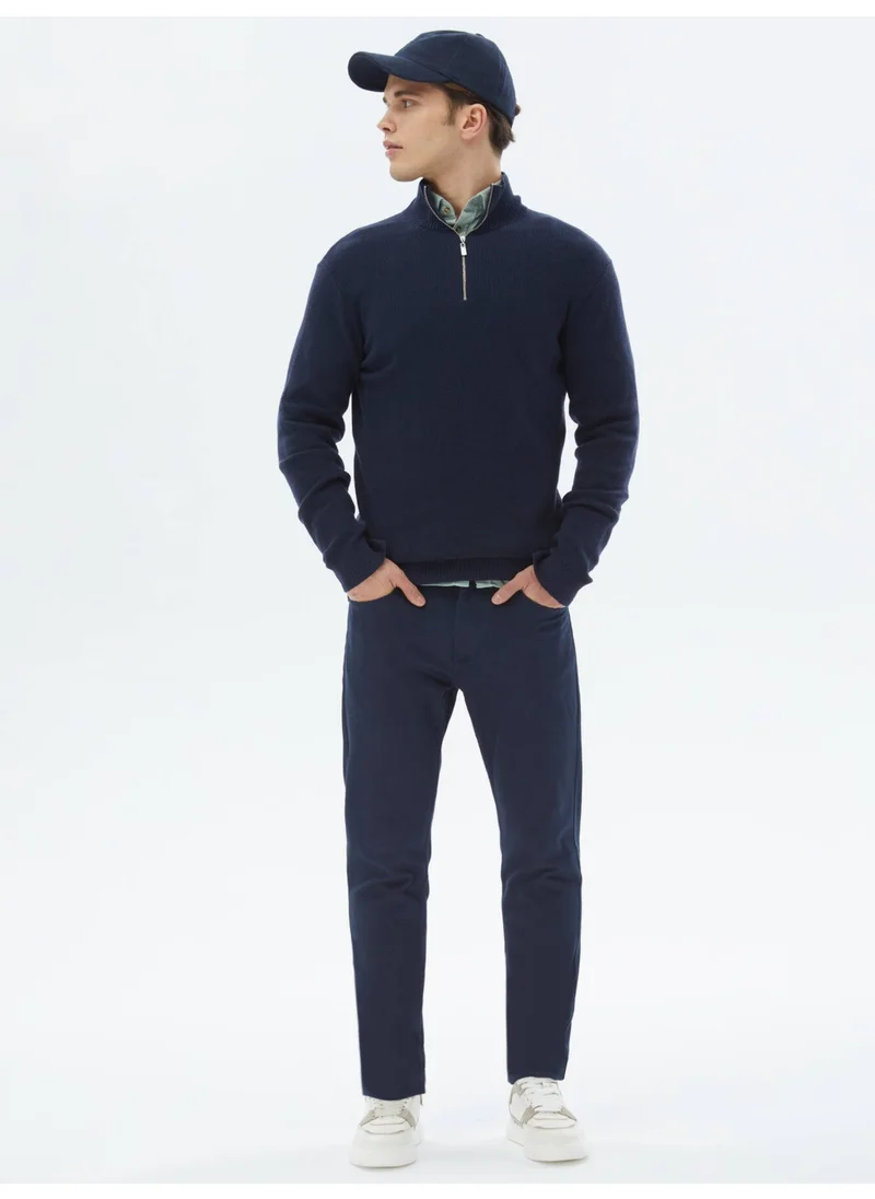 Kip Navy Blue Patterned Sweater