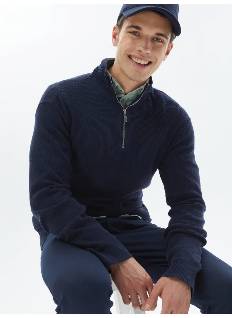 Kip Navy Blue Patterned Sweater