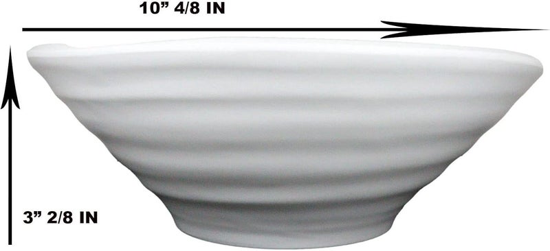 Ebros Gift Ebros Pack Of 6 Contemporary 1025D 78oz Matte White Melamine Large Salad Pasta Ramen Soup Rice Spiral Ridged Irregular Bowls Kitchen Dining Asian Western Cuisine Dinner Bowl Set Restaurant Supply - Image 2
