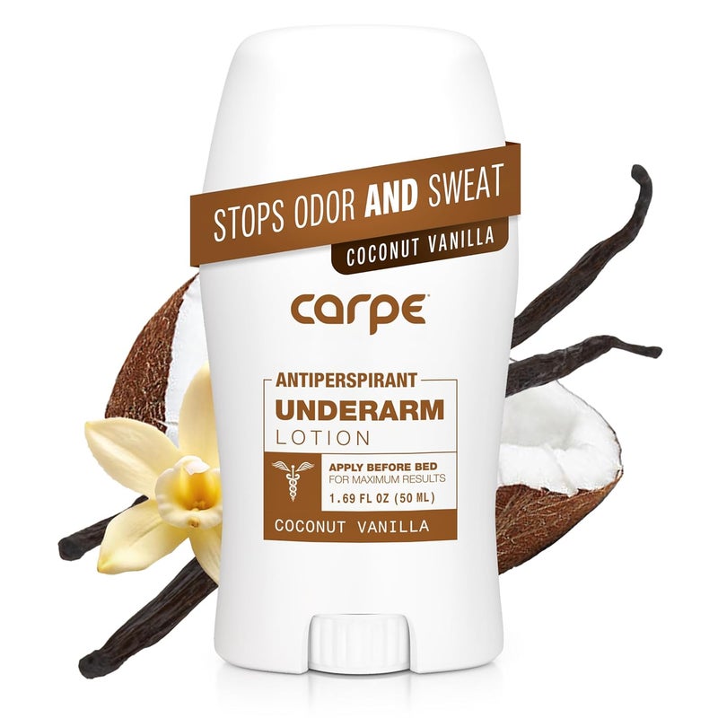 Carpe Carpe Underarm Antiperspirant Deodorant Advanced Sweat & Odor Protection Formula - Antiperspirant for Women & Men Helps to Combat Excessive Sweating with Odor Control - Coconut Vanilla