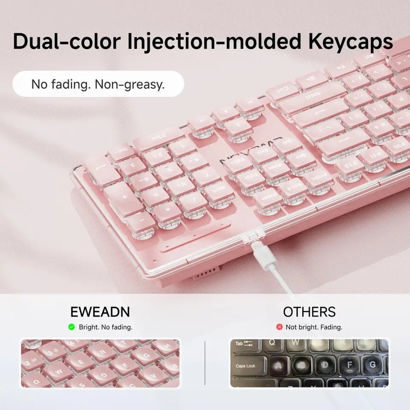 Eweadn X7S Wireless Keyboard, 2.4G, Backlit, Silent, Rechargeable, Hot-Swappable Keys, Mechanical, for Office Home - Image 5