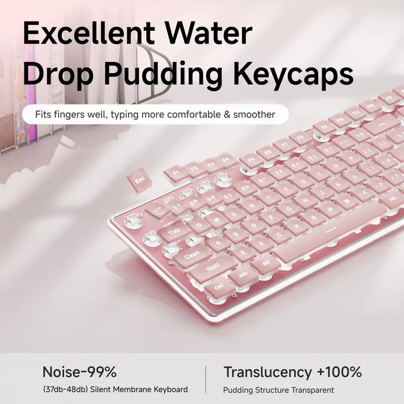 Eweadn X7S Wireless Keyboard, 2.4G, Backlit, Silent, Rechargeable, Hot-Swappable Keys, Mechanical, for Office Home - Image 3