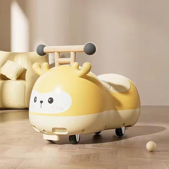 PEANUT CAR TWIST & ROCKING SCOOTER TOY, CAR SEAT & STROLLER TOYS, 1-3 YEAR OLD BABY GIFT (LEMON YELLOW) - Image 1