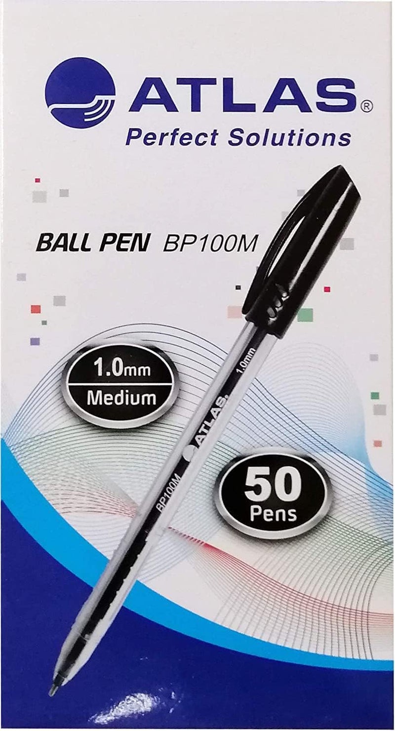 Atlas Black Ball  Pen 1.0mm Medium Box of 50 - Image 1