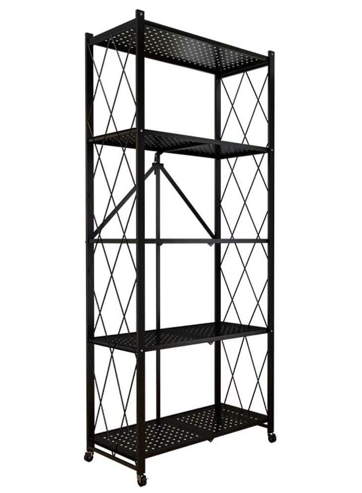 DubaiGallery 5 Tier Foldable Standing Storage Rack Shelf Unit With Wheel for Kitchen Garage Home Closet Office Heavy Duty Shelves - Image 2