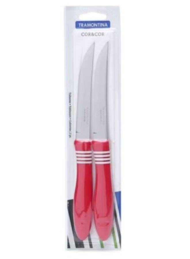 ترامونتينا طقم سكاكين ستيك2 قطعة أحمر/فضي - Image 2